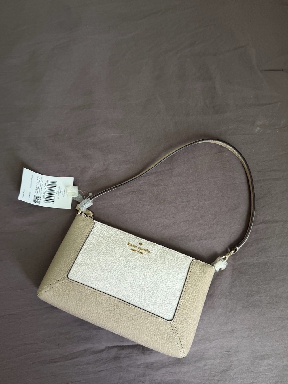 kate spade Two-Tone Pebbled Leather Shoulder Bag - Cream & Tan